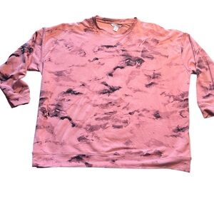 Athleta Mauve & Black Crew Neck Tie Dye Sweatshirt Women’s Extra Large